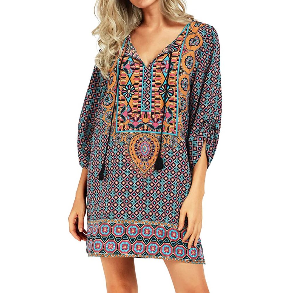 NWT Urban Coco Boho Mini w/ Ruched Sleeves & Tie